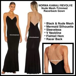 NORMA KAMALI REVOLVE Mesh-Trimmed Racerback Gown SZ M $285